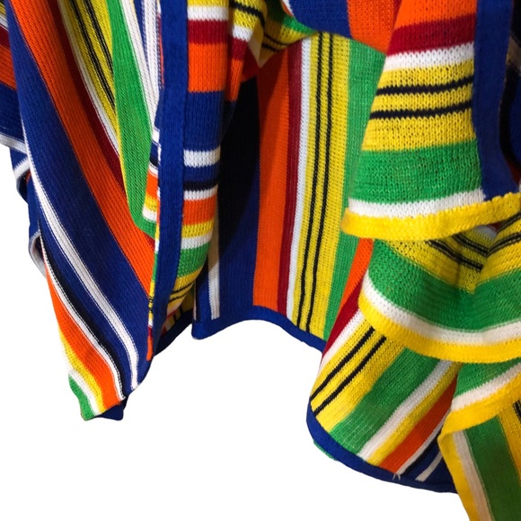 Lauren Ralph Lauren Linen blend knit rainbow striped Poncho Shawl/wrap SM - Picture 6 of 8